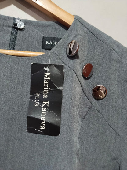 Madeleine Grey Short Sleeve Crystal Detail Workwear Tunic Dress