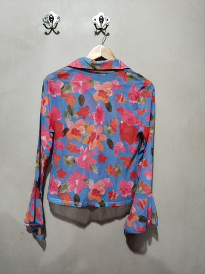 Urbanic Women's Y2K Style Floral Ruched Front Shirt