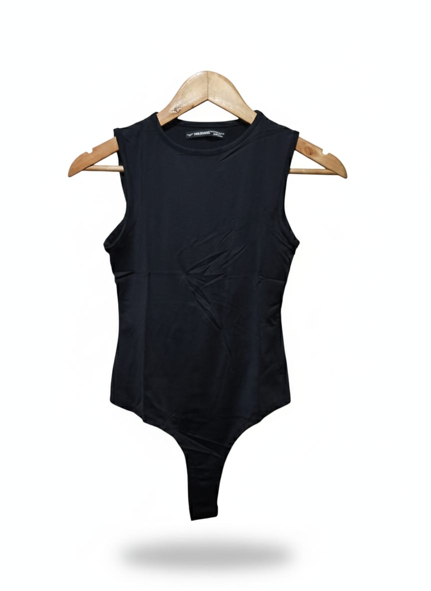Threadbare Black High Neck Sleeveless Thong Bodysuit