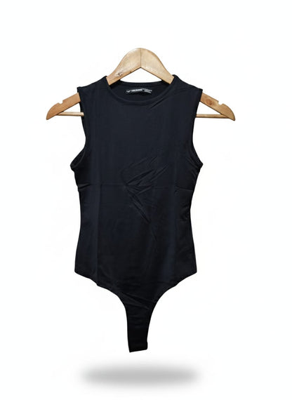 Threadbare Black High Neck Sleeveless Thong Bodysuit