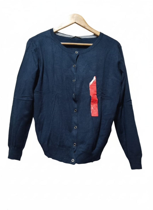 Atmosphere Navy Blue Button-Up Cardigan with Red Graphic