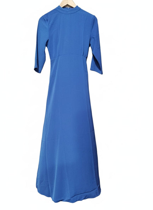 Boohoo Blue High Neck Modest Maxi Dress