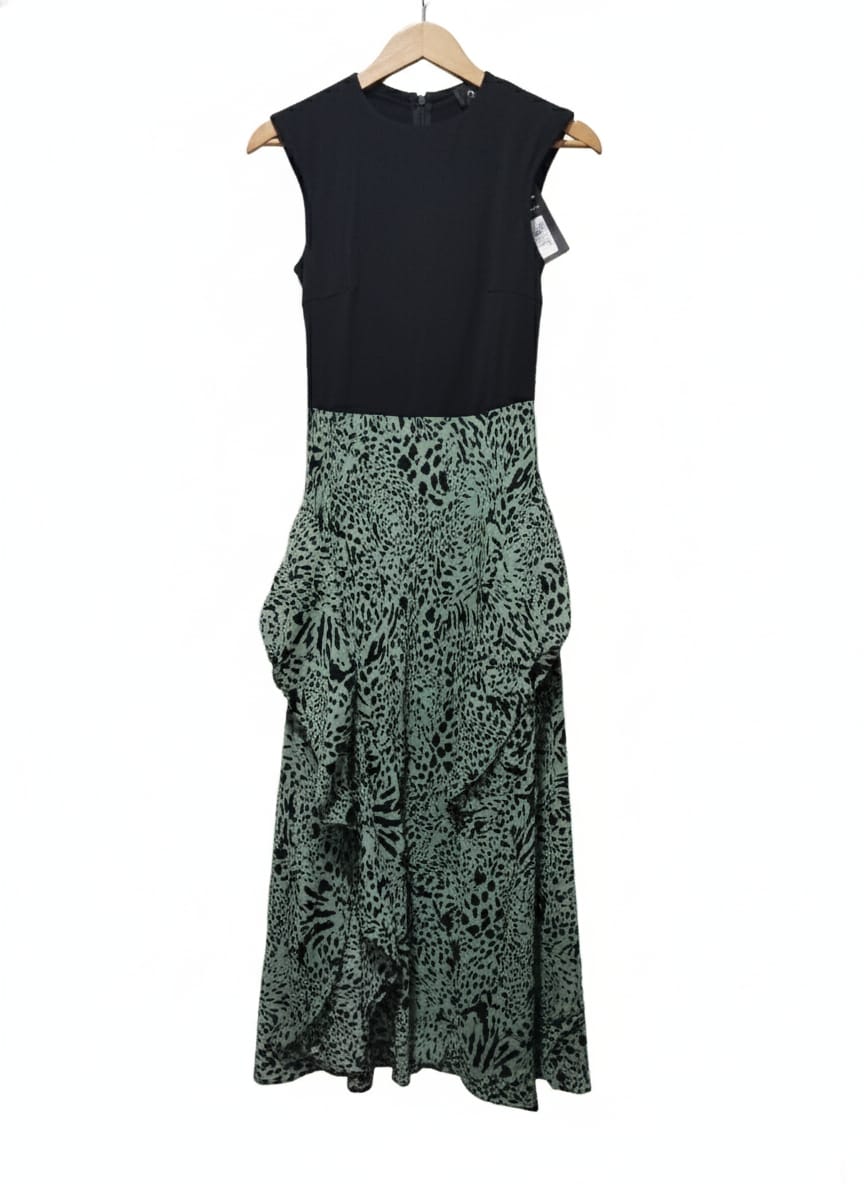 AX Paris Black & Green Abstract Print 2-In-1 Midi Dress