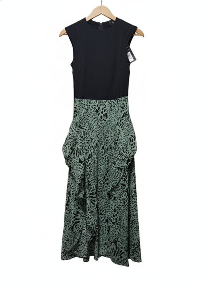 AX Paris Black & Green Abstract Print 2-In-1 Midi Dress