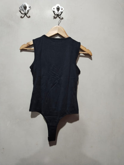 Threadbare Black High Neck Sleeveless Thong Bodysuit