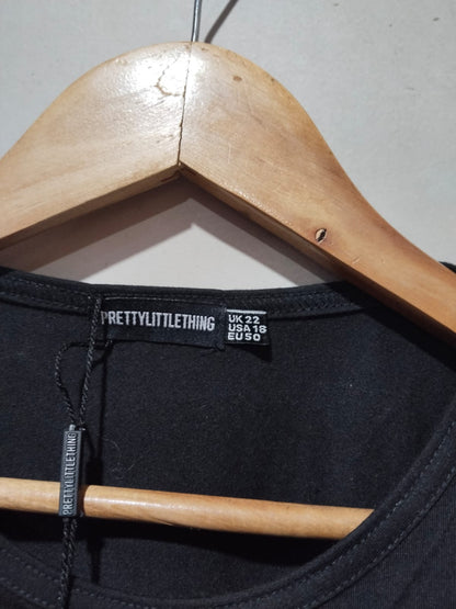 PrettyLittleThing Black Basic Short Sleeve Crop Top