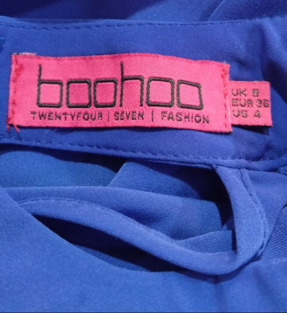 Boohoo Blue High Neck Modest Maxi Dress