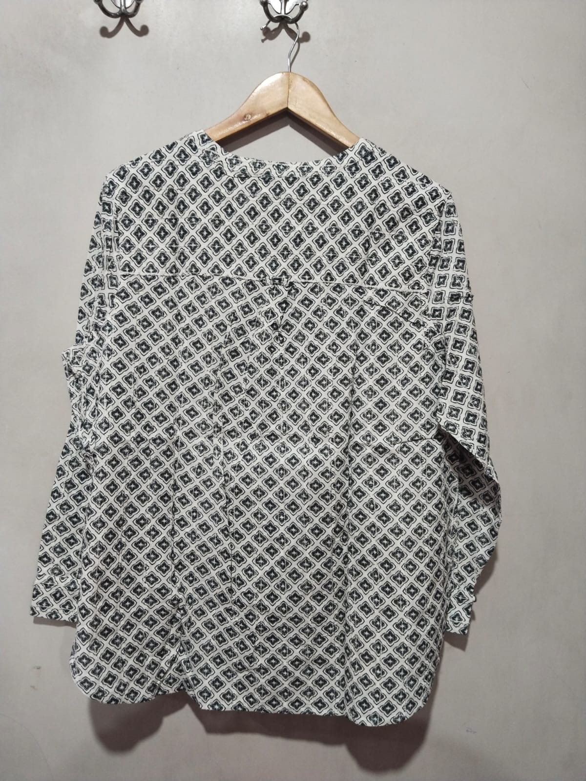 M&S Collection Black & White Geometric Print V-Neck Blouse