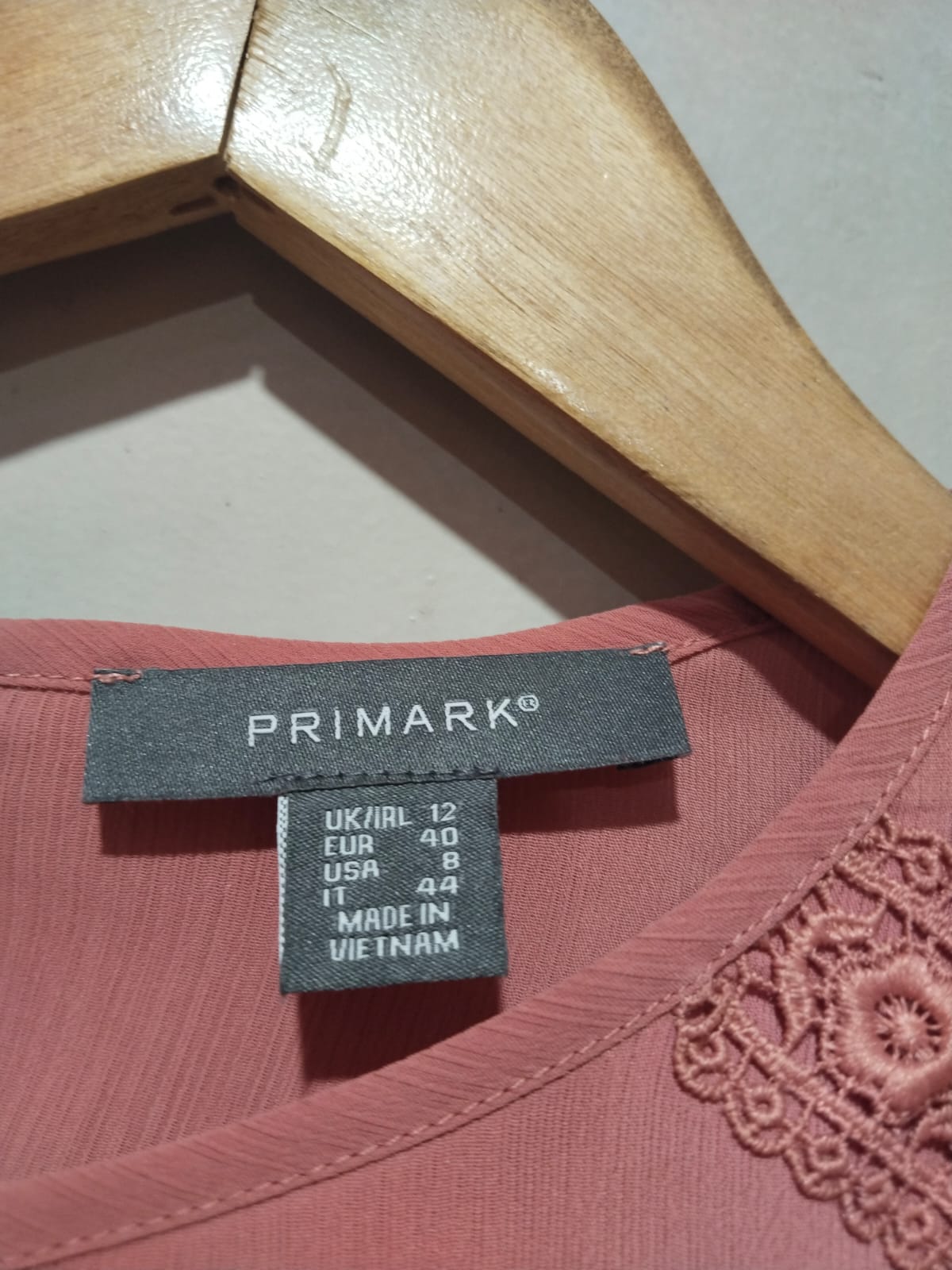 Primark Dusky Pink Lace Detail Three-Quarter Sleeve Blouse