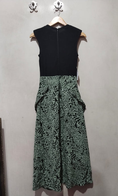 AX Paris Black & Green Abstract Print 2-In-1 Midi Dress