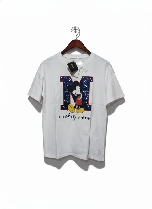 New Disney | M |Bust 20 |White|Sequined T-shirt