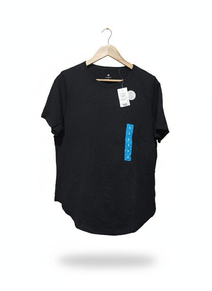 WOMAN |L | Bust 21 | Black |Curved Hem T-shirt
