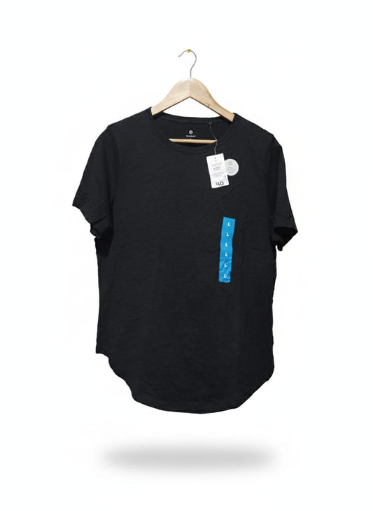WOMAN |L | Bust 21 | Black |Curved Hem T-shirt