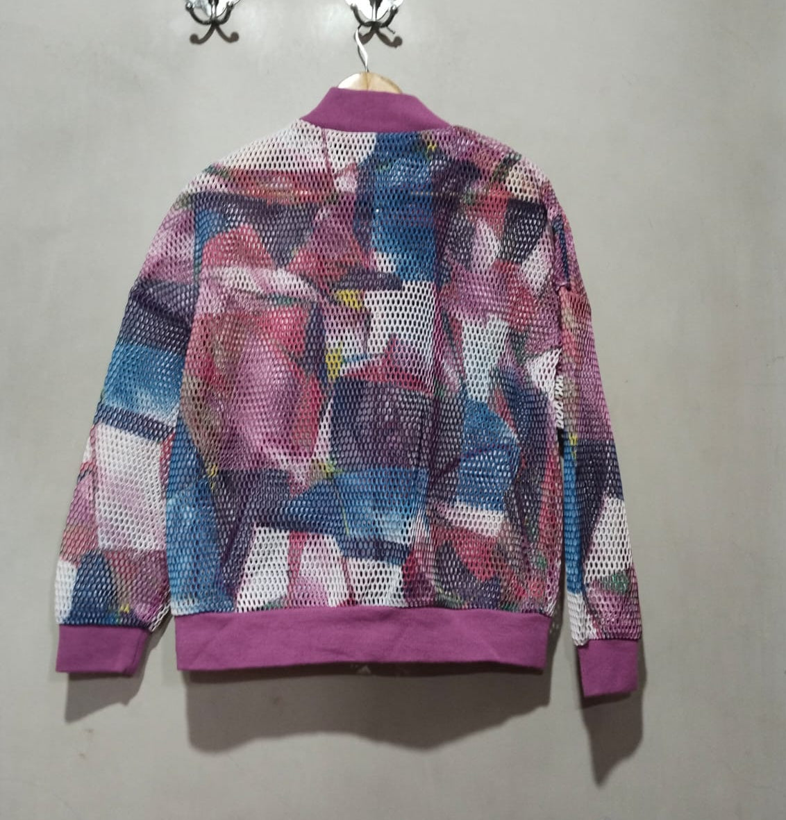 Multicolored Mesh Bomber Jacket |XL | Bust 21