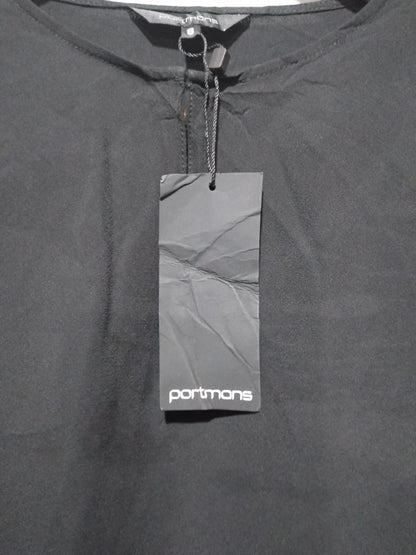 POTMONS|M|Bust 18|Black| Long Sleeve Blouse with Shirred Cuffs