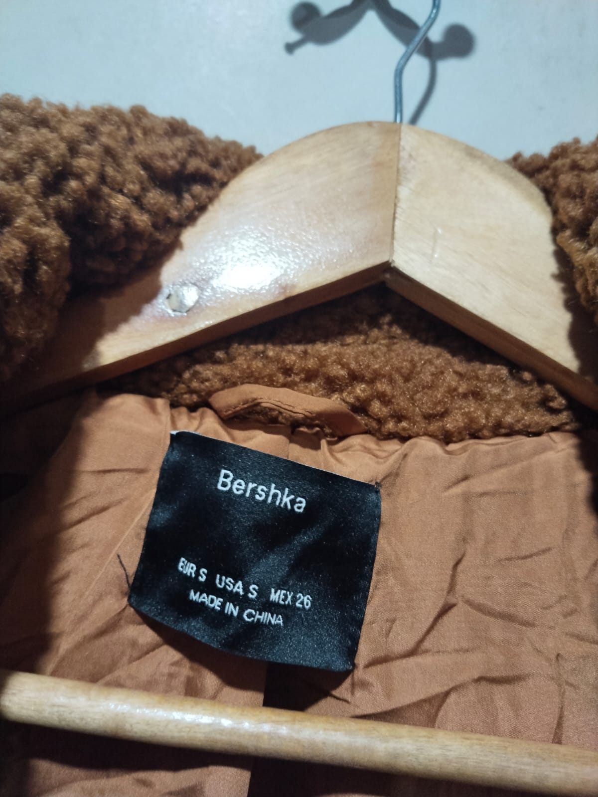 BERSHKA|S|Bust 20|Long Faux Fur Coat|BROWN