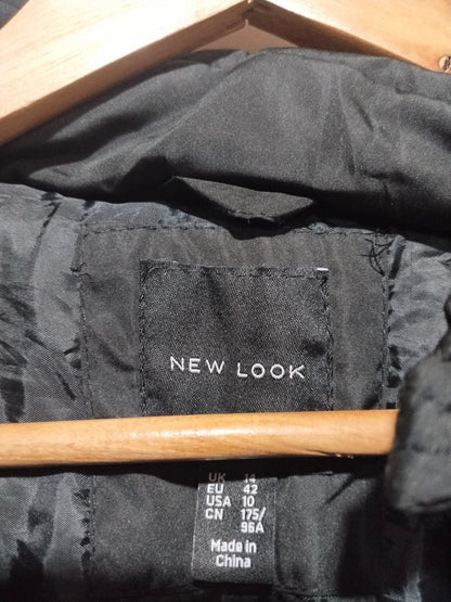 NEW LOOK|L|Bust 22|Quilted Long Puffer Coat in Black