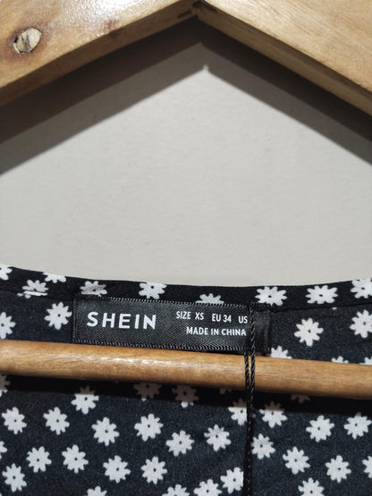 SHEIN |XS|Bust 16|Black and White Polka Dot V-Neck Mini Dress