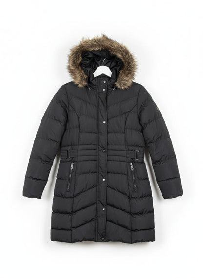 NEW LOOK|L|Bust 22|Quilted Long Puffer Coat in Black