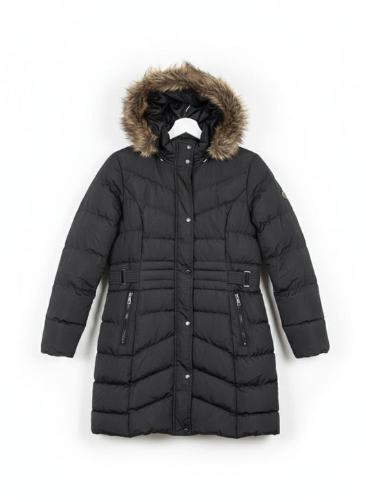 NEW LOOK|L|Bust 22|Quilted Long Puffer Coat in Black