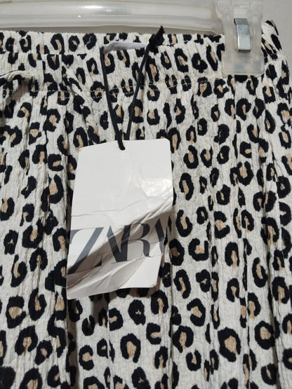 ZARA |M|Waist 24|Leopard Print Wide Leg Trousers