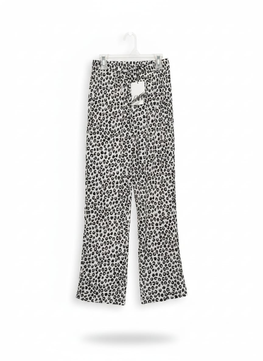 ZARA |M|Waist 24|Leopard Print Wide Leg Trousers