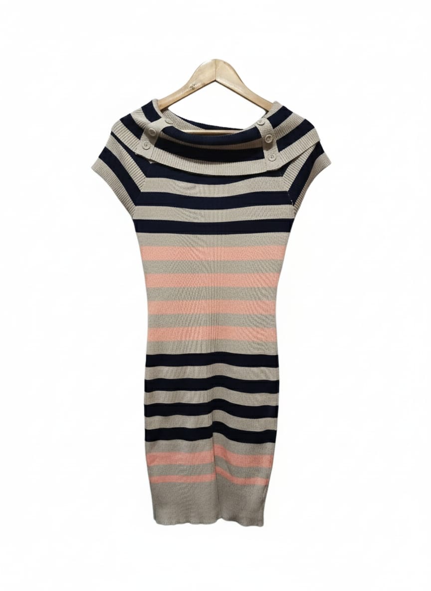 PINK ROSE |XL|Bust 14.5 More Strechable |Sweater Dress Multicolor
