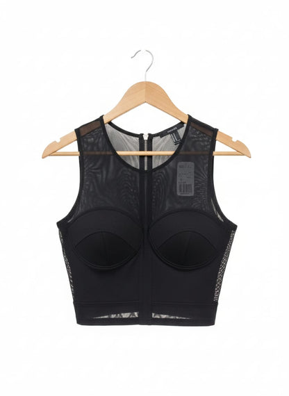 FOREVER21|M|Bust 14|Black Mesh Sports Bra/Crop Top