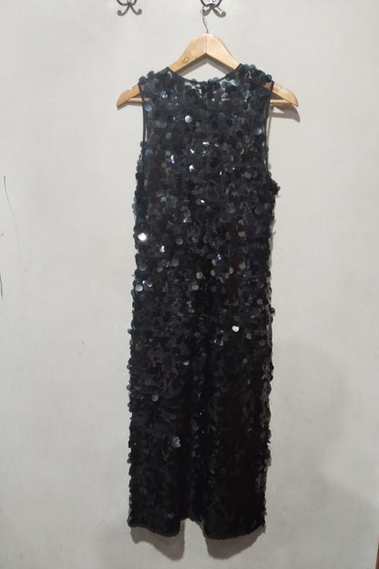 WAYF CHERIE MEDILIENE|S|Bust 17|Sleeveless Disc Sequin Trapeze Dress