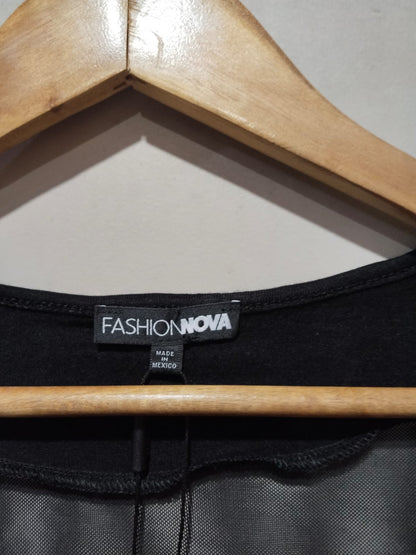 FASHION NOVA|L|BUST 17|Sorella Mesh Deep V-Neck Bodysuit