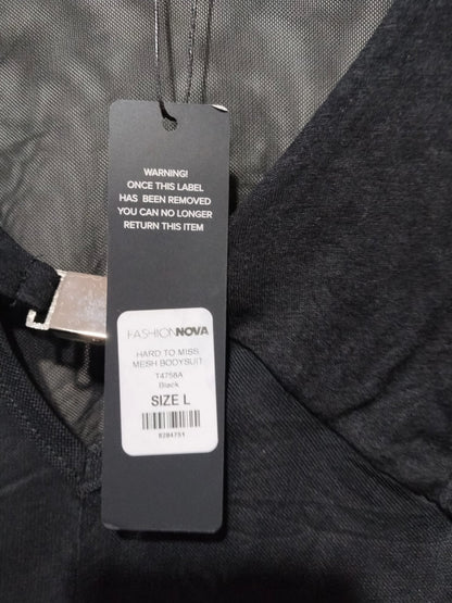 FASHION NOVA|L|BUST 17|Sorella Mesh Deep V-Neck Bodysuit