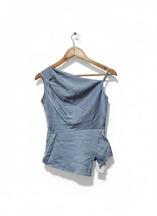 DAZY|S|BUST 15|Dusty Blue Sleeveless Satin Top
