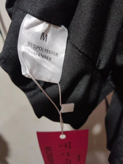 HYPERFITE|M|BUST 14.5|Black V-Neck Crisscross Backless Mini Dress