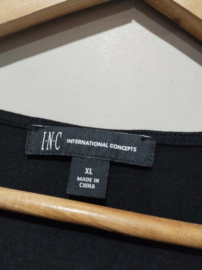 INC INTERNATIONAL CONCEPTS|XL|BUST 23|Black Knot Front V-Neck Blouse