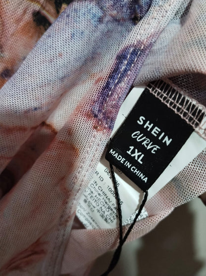 SHEIN CURVE|XL|BUST 19|Pink Maze Print Cut Out Bodysuit