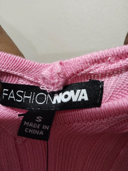 FASHION NOVA|S|BUST 12 MORE STRECHABLE| Kaplan Knit Long Sleeve Bodycon Pink Dress.