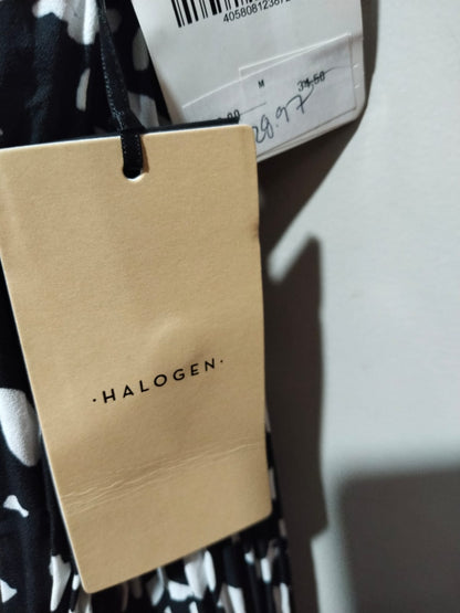 HALOGEN|M|BUST 19| C5| Black And White Abstract Midi Dress