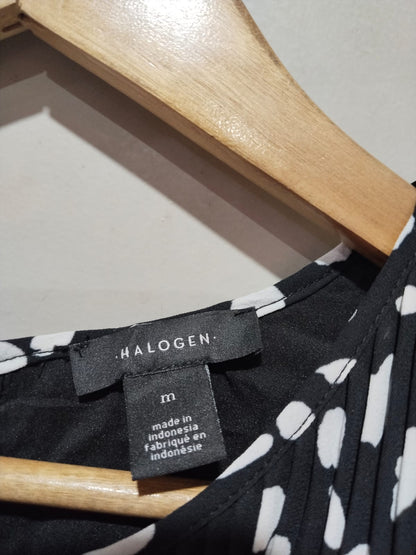 HALOGEN|M|BUST 19| C5| Black And White Abstract Midi Dress