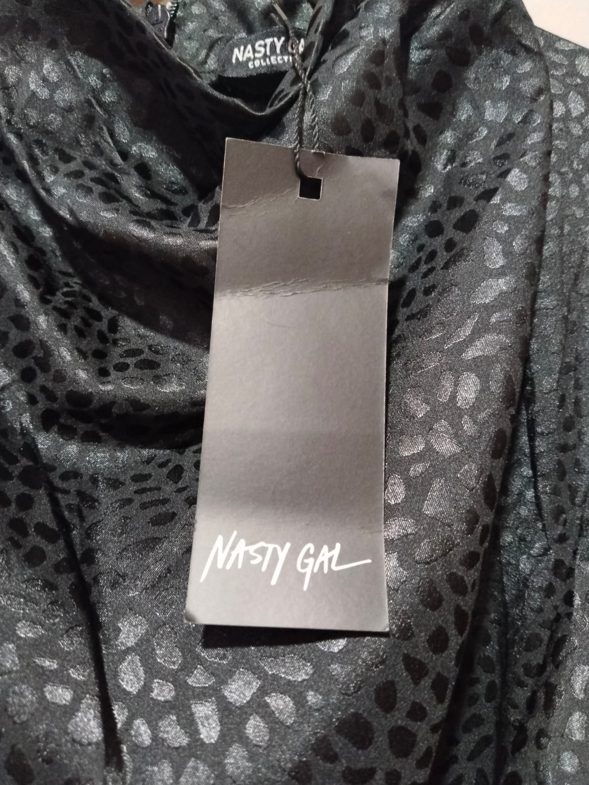 NASTY GAL|S|BUST 16|Black Textured Ruffle Sleeve Midi Dress