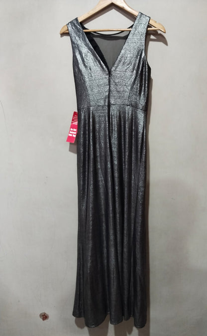 NIGHTWAY|S|BUST 16|Women's Metallic Illusion-Mesh Gown