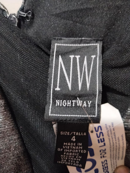 NIGHTWAY|S|BUST 16|Women's Metallic Illusion-Mesh Gown