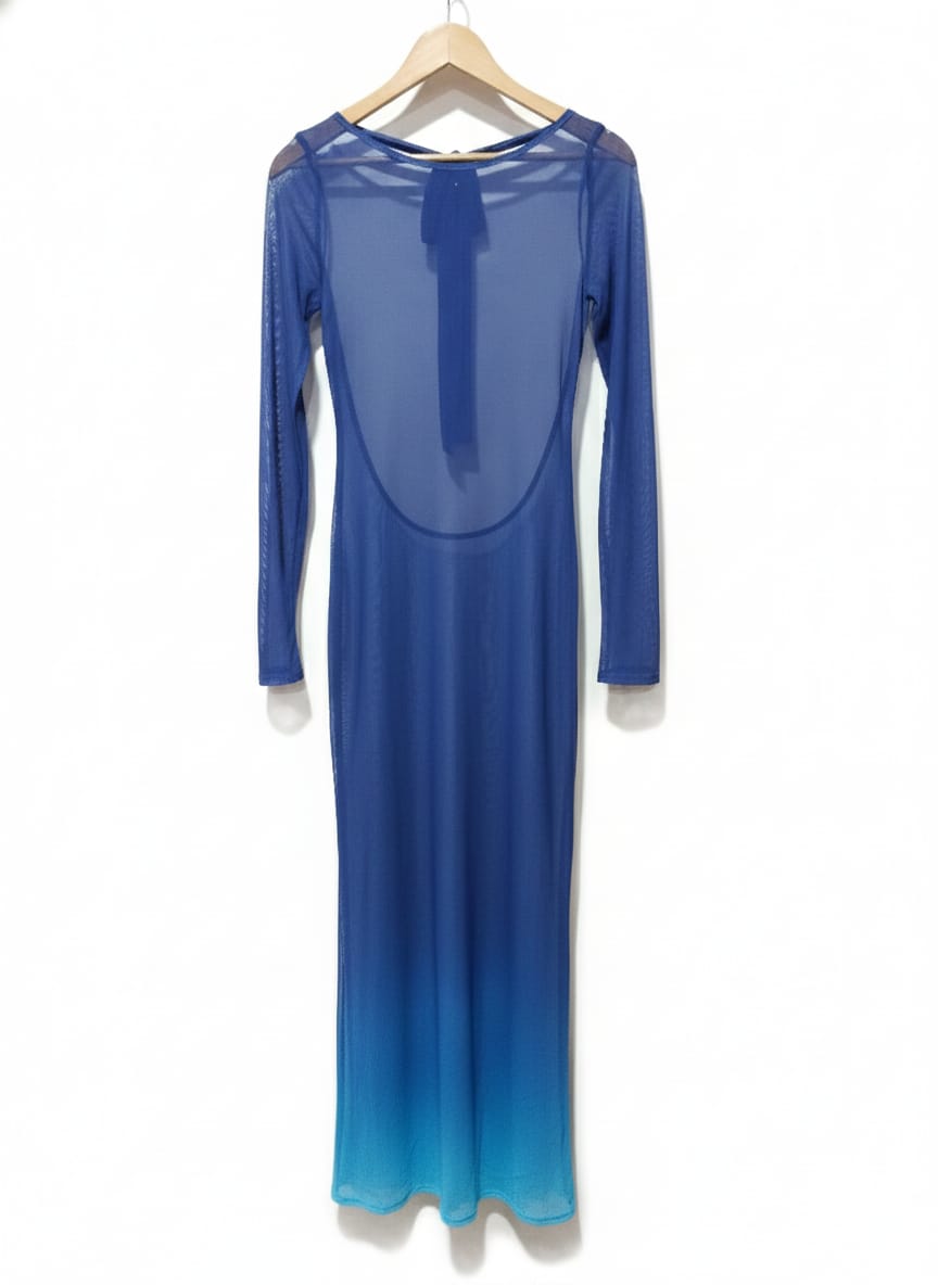 TIGER MIST|S|BUST 15|Blue Ombre Backless Cutout Maxi Dress