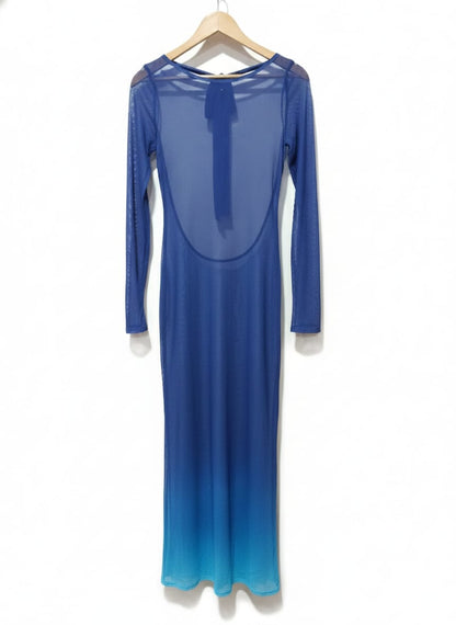 TIGER MIST|S|BUST 15|Blue Ombre Backless Cutout Maxi Dress