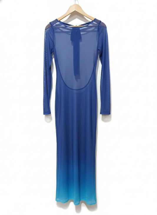 TIGER MIST|S|BUST 15|Blue Ombre Backless Cutout Maxi Dress