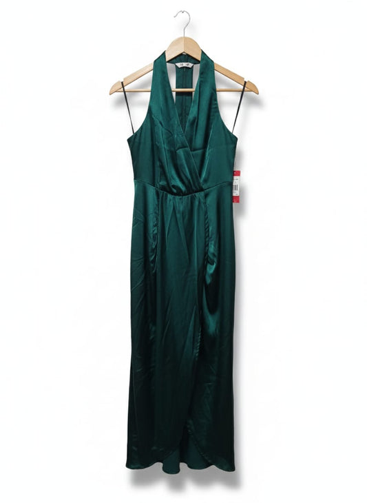 SHEIN BELLE| L|BUST 15|Green Cowl Neck Open-Back Maxi Dress