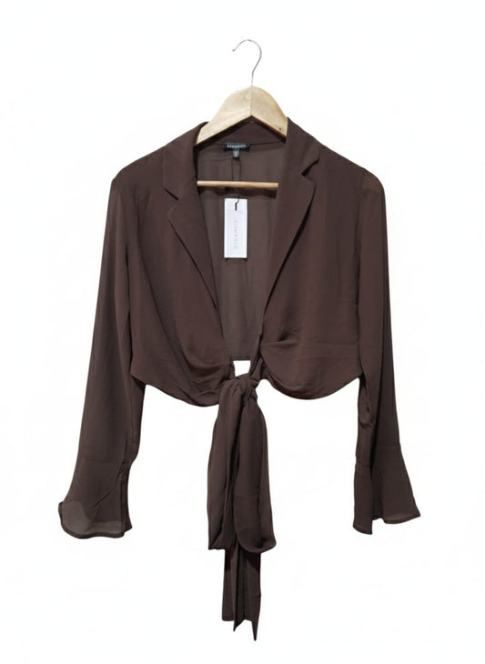 DYNAMITE|S|BUST 18|Threadbare tie front long sleeve blouse