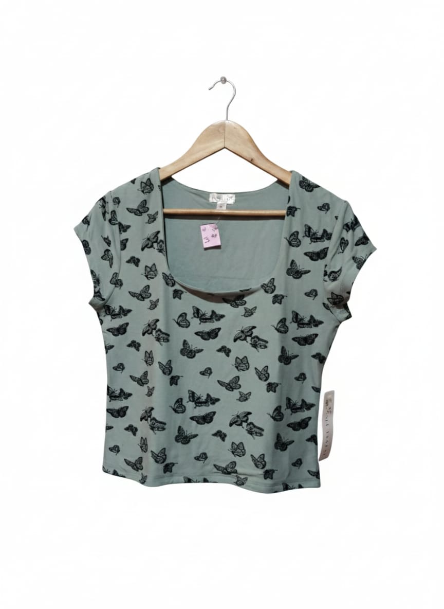 ORANGE KISS|XL|BUST 17|B12|Sage Square-Neck Butterfly Top