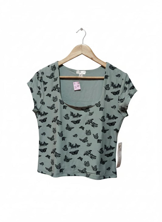 ORANGE KISS|XL|BUST 17|Sage Square-Neck Butterfly Top