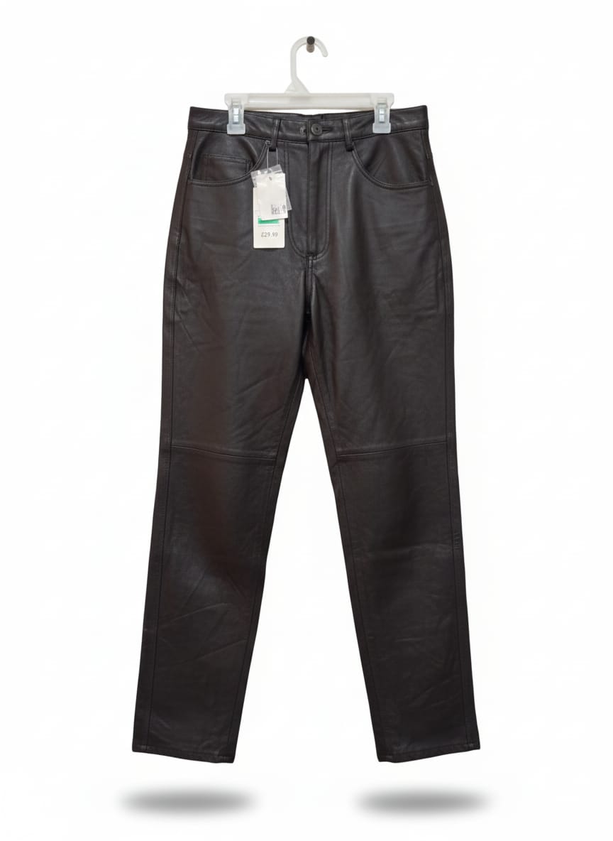 THE UDSON LEATHER|M|WAIST 28|LEG HIGH-RISE LEATHER TROUSERS