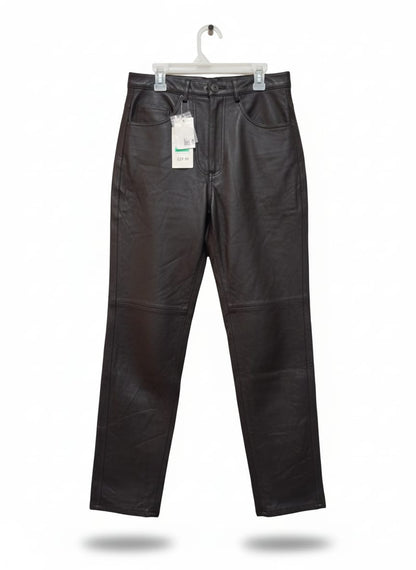 THE UDSON LEATHER|M|WAIST 28|LEG HIGH-RISE LEATHER TROUSERS